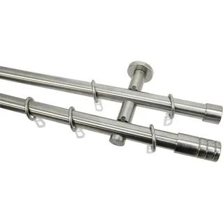 GARDINIA Gardinenstangen Set Zylinder 2-läufig Ø 20 mm 240 cm edelstahl