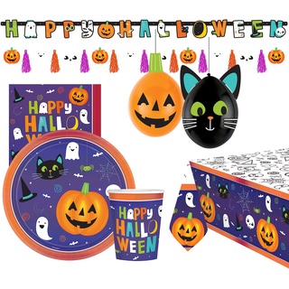 Amscan 9917992 - Partyset Halloween Friends, 39-teilig, Einweggeschirr & Dekoration, Halloween Party