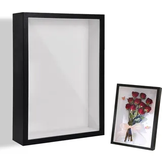 3D Bilderrahmen zum Befüllen 20,3 x 25,4 cm Bilderrahmen Tief 3D Objektrahmen Hölzern bis 3cm, Tiefer Bilderrahmen zum Befüllen für Objekte, Blumen, Hochzeitsgeschenk oder Erinnerungsstücke (Schwarz)