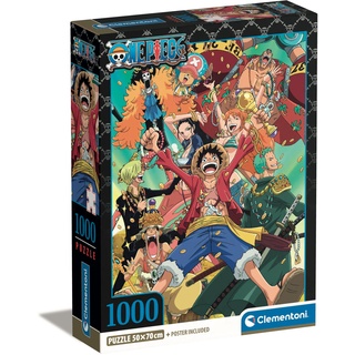 Clementoni One Piece Puzzle 1000 Teile mit Poster - Legespiel für Manga & Anime Fans - für Erwachsene und Kinder ab 9 Jahren, 39921