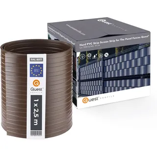 Sichtschutzstreifen für Doppelstabmatten aus Hart PVC - Sichtschutz Windschutz für Doppelstabmattenzaun Zaun im Garten Balkon Terrasse – Höhe: 19cm – 900g/m (5 Streifen x 2,525m, Braun)
