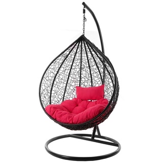 KIDEO Hängesessel Hängesessel MANACOR schwarz, edles schwarz, moderner Swing Chair, Schwebesessel inklusive Gestell und Kissen rosa
