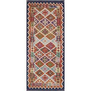 Orientteppich Kelim Afghan 85x203 Handgewebter Orientteppich Läufer, Nain Trading, rechteckig, Höhe: 3 mm beige|rot