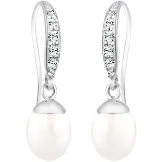 Elli Ohrhänger Süßwasserzuchtperlen Kristalle Weiß 925 Sterling Silber onesize