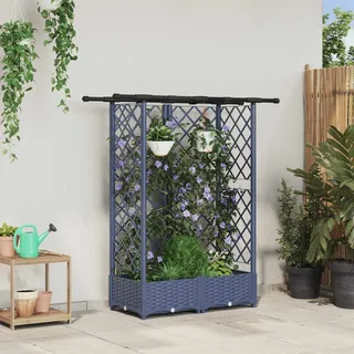 vidaXL Hochbeet mit Rankgitter und Dach 124 x 40 x 123 cm Grau
