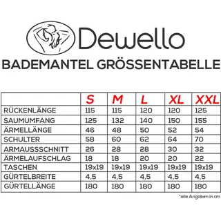 Dewello Bademantel Grau XXL