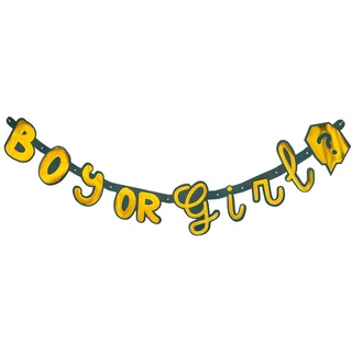 Boland 53251 - Buchstaben-Girlande Boy or Girl, Länge 130 cm, Gold-Schwarz, Geburt, Baby-Party, Hänge-Deko, Dekoration