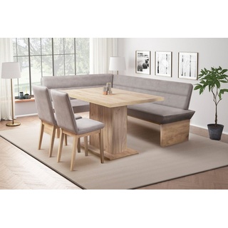 Home Affaire Eckbankgruppe »Beluna + Cross Essecke Sitzgruppe Eckbank Küchenbank BESTSELLER«, (Set, 4 tlg., Eckbank, 2 Stühle und Tisch), Sitzgruppe Esszimmer Stühle Tisch und Bank bequem gepolstert grau