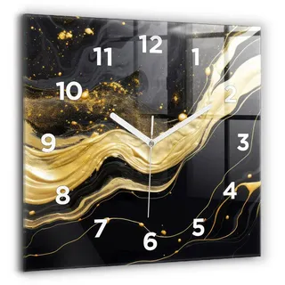Tulup Wanduhr Glasmarmoruhr Dekorative Rechteckige Uhr aus Gehärtetem Glas weiß 60 cm x 60 cm