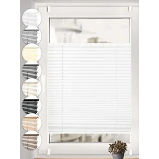 Sonello Plissee ohne Bohren Rollo Klemmfix für Fenster & Tür Lichtschutz, blickdicht, ohne Bohren, verspannt, Klemmfix, 45cm x 100cm Weiß Faltrollo, Easyfix, Sonnenschutzrollo, Jalousie weiß 45 cm x 100 cm