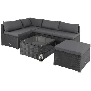Polyrattan Ecklounge Schwarz/Anthrazit dicke Rückenpolster
