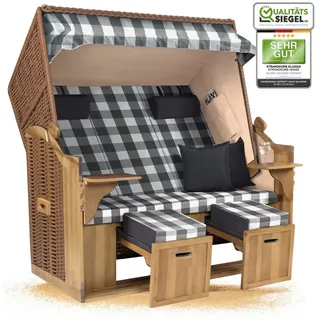 Strandkorb Hanse Strandkorb Strandkorb Ostsee XXL 2,5-Sitzer Volllieger Beige Anthrazit, BxTxH: 150x80x160 cm, Ostsee XXL Volllieger, Ostsee 2,5-Sitzer Modell 2025, Stabiles Wacholder mit handgefertigtem Polyrattangeflecht grau