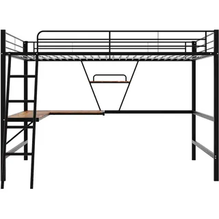Okwish Hochbett 90 x 200 cm Metall/MDF schwarz