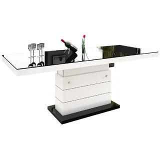 designimpex Couchtisch Matera Lux H-333 Schwarz / Weiß Hochglanz höhenverstellbar ausziehbar schwarz