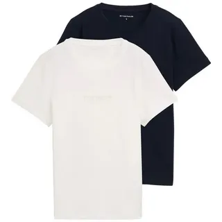Tom Tailor T-Shirt (Packung, 2-tlg) mit Logo Schriftzug blau XXL (44)