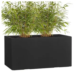 Pflanzwerk® Pflanzkübel TUB Premium Fiberglas Blumenkübel Frostbeständig mit Lotus-Effekt, Fiberglas - Handgefertigt - Rechteckig - Frostbeständig schwarz 80 cm x 40 cm x 40 cm