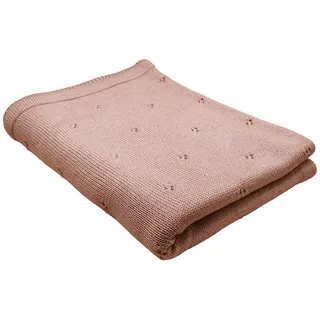 Babydecke Merinowolle Strick 75×100 cm, Blätterschming, Decke für Kinderwagen, Schlafdecke, Geschenk zur Geburt & Taufe rosa