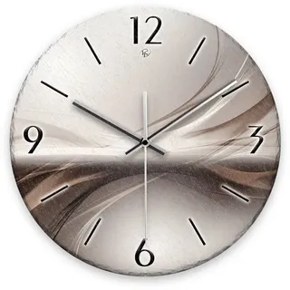 Kreative Feder Wanduhr Wanduhr „Silverline“ aus Stein (Keramik) in Schiefer-Optik (ohne Ticken; Funk- oder Quarzuhrwerk; ⌀ 30cm; außergewöhnlich) silberfarben