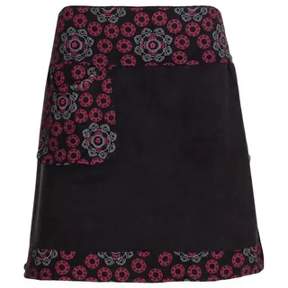 Vishes Minirock Thermorock warmer Side-Bag Damen Winterrock kurz Fleece Hippie, Goa, Retro Style schwarz