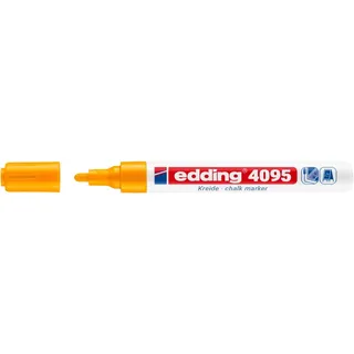edding 4095 Kreidemarker - neon-orange - 1 Kreidestift - Rundspitze 2-3 mm - Kreidestift für Tafel abwischbar - zum Beschriften von Fenster, Glas, Spiegel - Tafelstift mit deckenden Farben