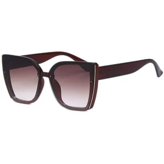 ASZO Übergroße Cat Eye-Sonnenbrille Damen Luxusmarke Mode Großer Rahmen Quadratische Sonnenbrille für Herren Retro Trendige Cateye Eyewear-Braun