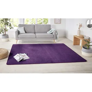 HANSE HOME Nasty Teppich – Wohnzimmerteppich Flauschiger Kurzflor Einfarbig Unifarben für Esszimmer, Wohnzimmer, Kinderzimmer, Flur, Schlafzimmer, Küche – Uni Violett, 200x200cm