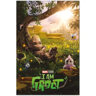 Grupo Erik Editores, S.L. Marvel I am Groot Poster Chill Time | Wandposter, glänzendes Papier, gerahmt, leuchtende Farben, Dekoration für Kinderzimmer