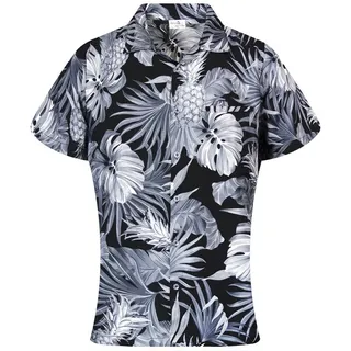 King Kameha Hawaii-Bluse Pineapple Leaves Grau M