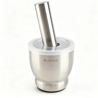 Mörser und Stößel Edelstahl Manueller Mörser und Stößel Set mit Silikondeckel Knoblauchpresse Grinder Küchenzubehör