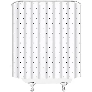 okoikfc Duschvorhang 180x180cm Schwarze Und Weiße Punkte, 3D Duschvorhang Anti-Schimmel Punkte, Shower Curtains Polyester Wasserdicht Duschvorhänge für Badezimmer, Bad Vorhang mit 12 Haken b1367