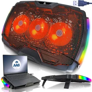 AABCOOLING VELA – Kühlpad für einen 10–17-Zoll-Gaming-Laptop – 3 leise, effiziente Lüfter – RGB-beleuchtete Seite – 2-stufige Neigungsverstellung – Maximale Effizienz und Kühlung – Notebook-PC-Ständer