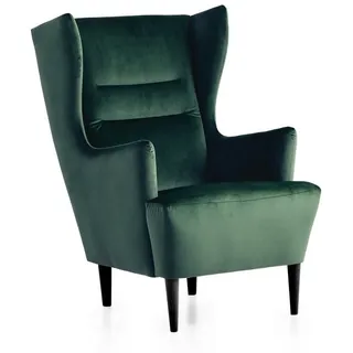 XDREAM Ohrensessel Olaf, Relaxsessel, Loungesessel, Cocktailsessel, Polstersessel (1-St), gepolstert, in Cord und weitere Stoffe, frei im Raum stellbar grün
