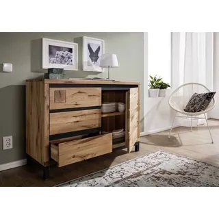 Massivmoebel24 Sideboard Wildeiche 120x45x85 natur geölt VILLANDERS 110