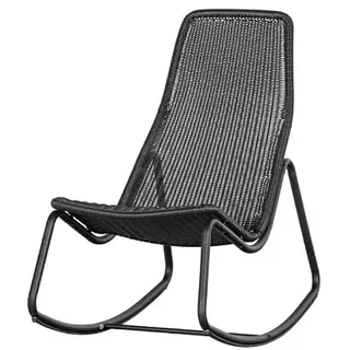 Dezain® - Schaukelstuhl Tom aus Rattan | wetterfeste Schaukelliege | Korbschaukelstuhl für Indoor & Outdoor | robuster & pflegeleichter Schaukelsessel | Gartenmöbel in Schwarz