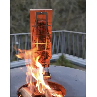 DEINWERK - Flammlachsbrett für Feuerplatte aus massiver Buche mit Edelstahlbügel