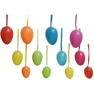 Decoris season decorations Osterei, Ostereier zum Aufhängen Mix 3-6cm bunt 12er Set blau|bunt|gelb|grün|rosa|rot