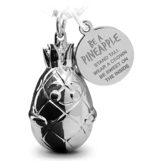 FABACH Ananas Schlüsselanhänger Piny mit Gravur - Süßer Schlüsselanhänger Ananas - Motivation, Freundschaft und Liebe Glücksbringer aus Metall für Frauen in Silber - Be a pineapple