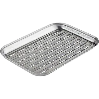 Primaster Grillschale Primaster Grillschale mit Löcher Edelstahl 34 x 25, Edelstahl silberfarben