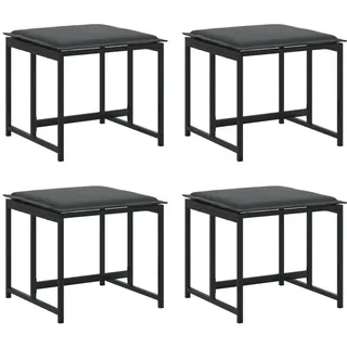 vidaXL Gartenhocker mit Kissen 44,5 x 43,9 x 27 cm schwarz 4 St.