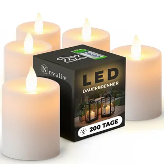 Novaliv LED Kerze Outdoor 5 Stück weiß Grablichter LED mit Batterie Dauerkerze LED Kerzen flackernde Flamme Dauerbrenner LED Friedhofskerze Ambientebeleuchtung Gedenkkerze