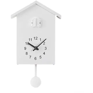 Kuckucksuhr Moderne Wanduhr Mit Vogelstimmen Batteriebetrieben Pendel Uhr Vogelhäuschen Design Dekorative Uhr Für Wohnzimmer Büro Schlafzimmer Küche Weiß Grün Blau(White)