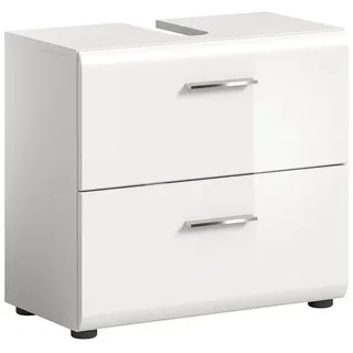 xonox.home Waschbeckenunterschrank 2 Schubladen 60 x 54 x 30 cm Weiß Hochglanz