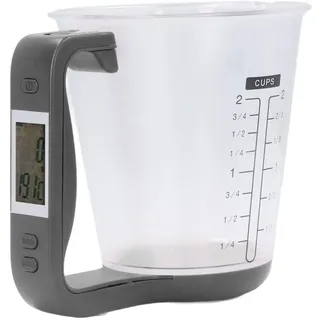 Digitale Küche Elektronische Messbecherwaage, 1kg/600ml Lebensmittelwaage Waage Wasser Milch Mehl Zucker Öl Kaffee Flüssigkeit Backen Kochen Kunststoff Messbecher Mit LCD Display(Schwarz)