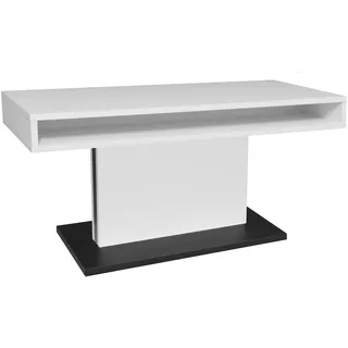 Couchtisch - schwarz - weiß - matt - 2 Fächer