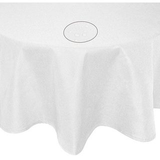 Fiora Tischdecke Leinenoptik Lotuseffekt Tischtuch bügelfreie Tischdecke mit Fleckschutz, uni fleckenabweisend weiß Rund - 160 cm x 160 cm