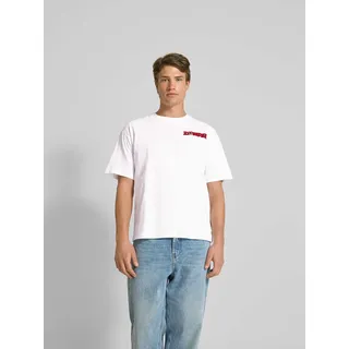 T-Shirt mit Label-Print, Weiss, S