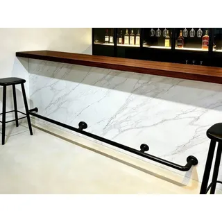 Fußstütze Kommerzielle Kneipen Bar Fußstützenschiene 350 300 250 200 150 100 CM, Wandmontage Im Keller/Kücheninsel/Terrassen Fußgeländer Mit Hardware Set(Black,L 160cm/5.2ft)