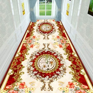 SESO UK- Europäischer Barock-Teppichläufer for Flurgang-Treppe, Langer roter Rutschfester Teppich for das Home-Hotel-Büro, kann geschnitten Werden (Size : 100×400cm)