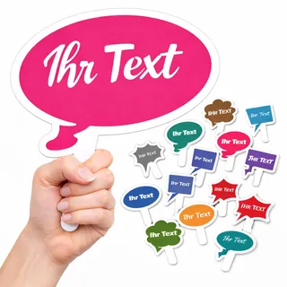 Fotobox Requisiten 15er Set, Foto Requisiten, Schilder-Set mit Wunschtext | für Birthday-Partys, Hochzeiten, Polterabende, Junggesellenabschiede, Firmenfeiern & Partys