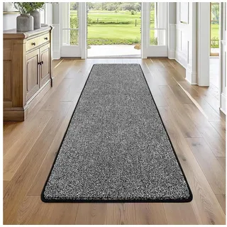 Pauwer Läufer Lang Teppichläufer 60 x 180 cm rutschfest weich Schmutzfangmatte grau